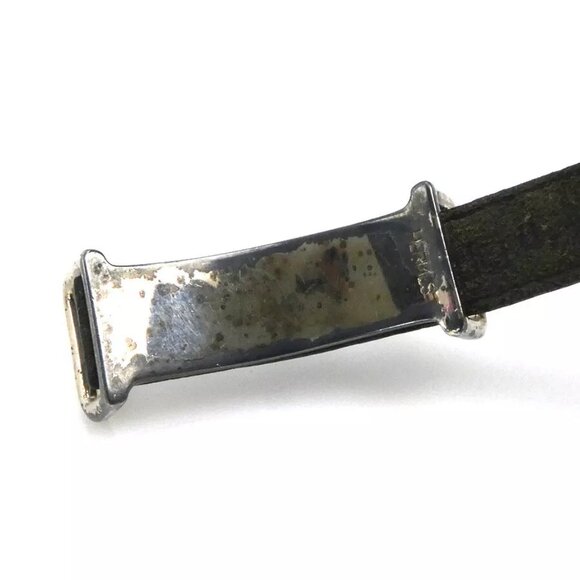 Auth HERMES Bracelet Black/Silver Leather/Metal - - Picture 6 of 10